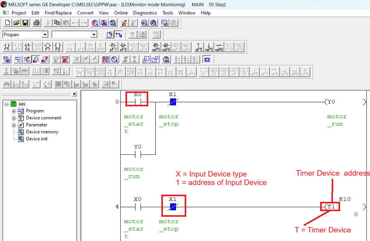 Device List for Mitsubishi PLC Programming